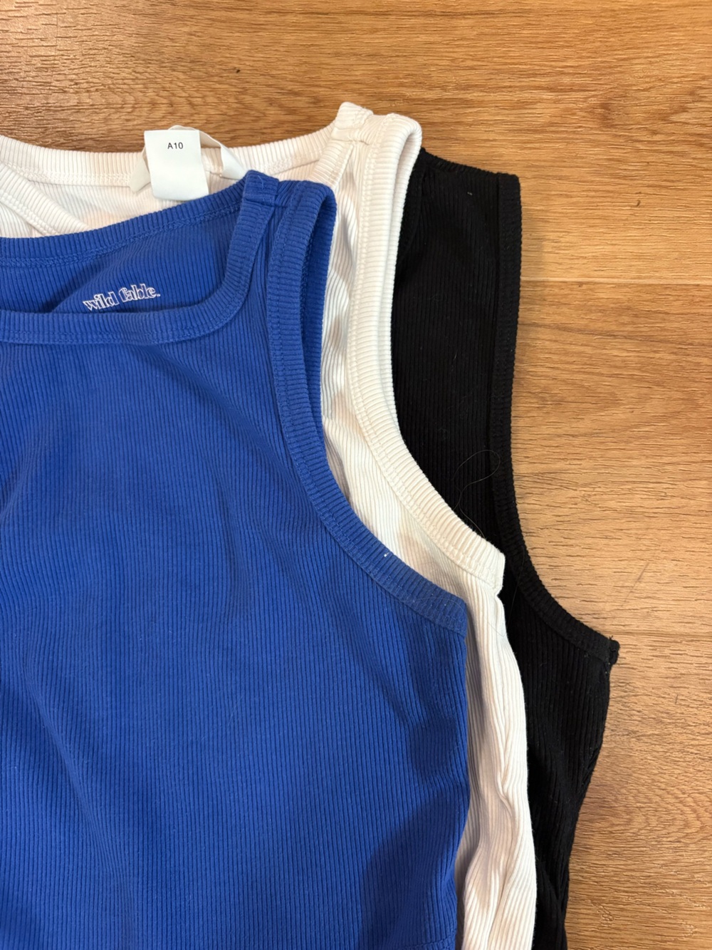 Women’s Ribbed Tank Top 3-Pack in Blue, White & Black